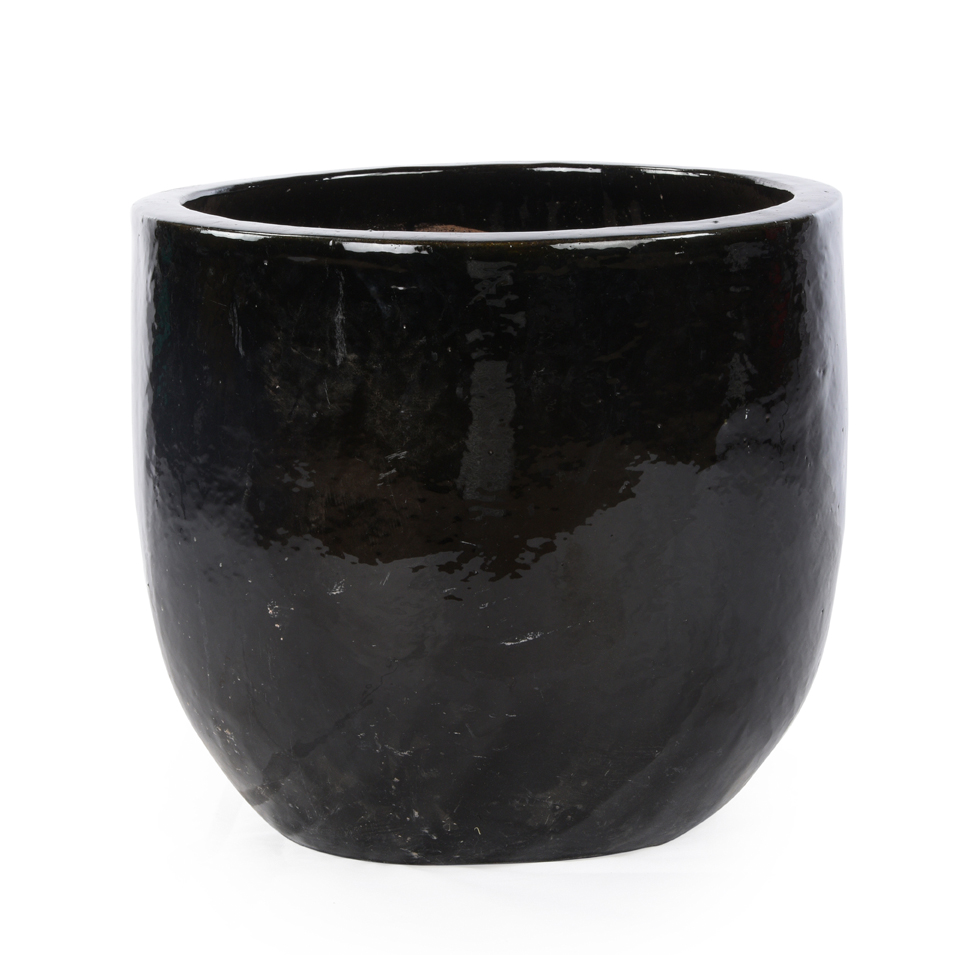 Planter: ceramic, shiny glaze, bell shaped - ABACA