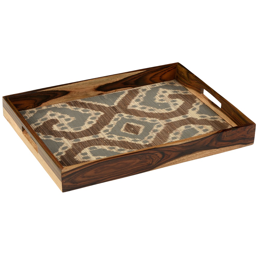 Ikkat Tray Natural Dark Brown and Grey