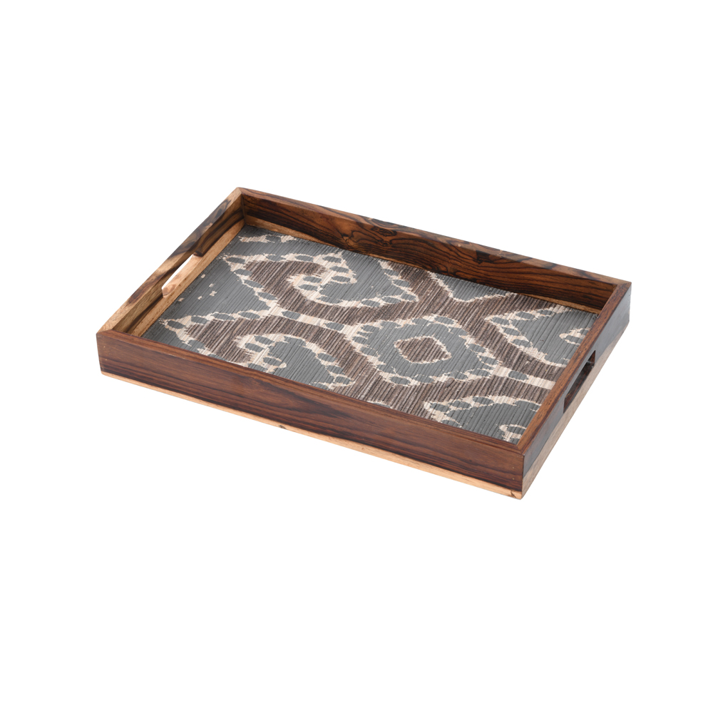 Ikkat Tray Natural Dark Brown and Grey