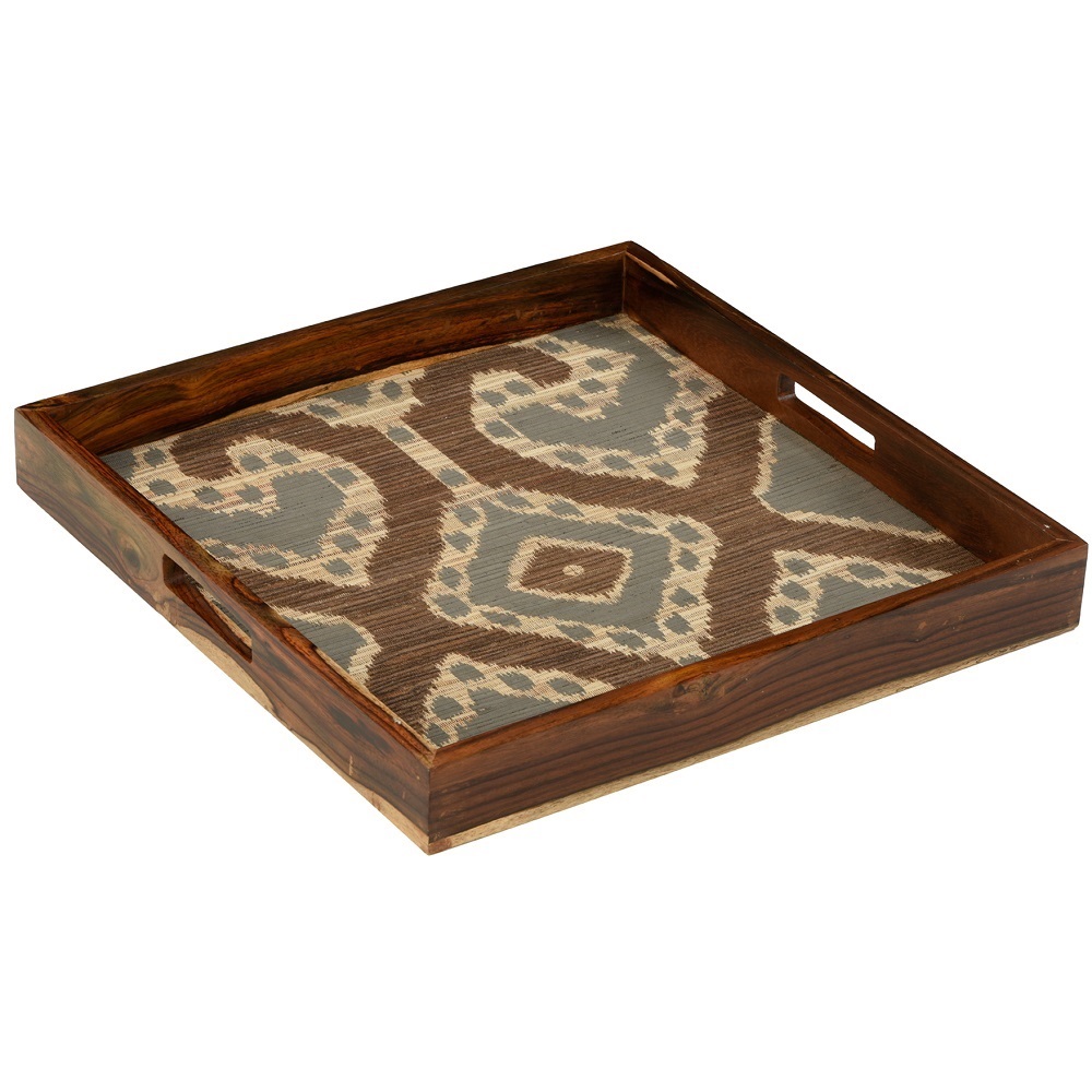 Ikkat Tray Natural Dark Brown and Grey