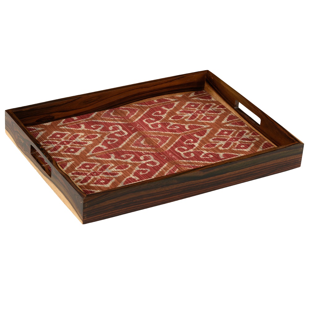 Ikkat Tray Red and Cocoa Brown