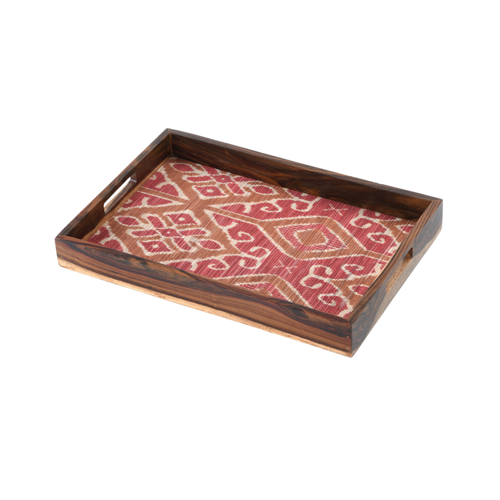 Ikkat Tray Red and Cocoa Brown